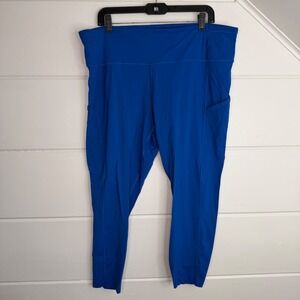 Lululemon Women's 18 Fast & Free 7/8 Tight II Blue Leggings Plus Size Jet Stream
